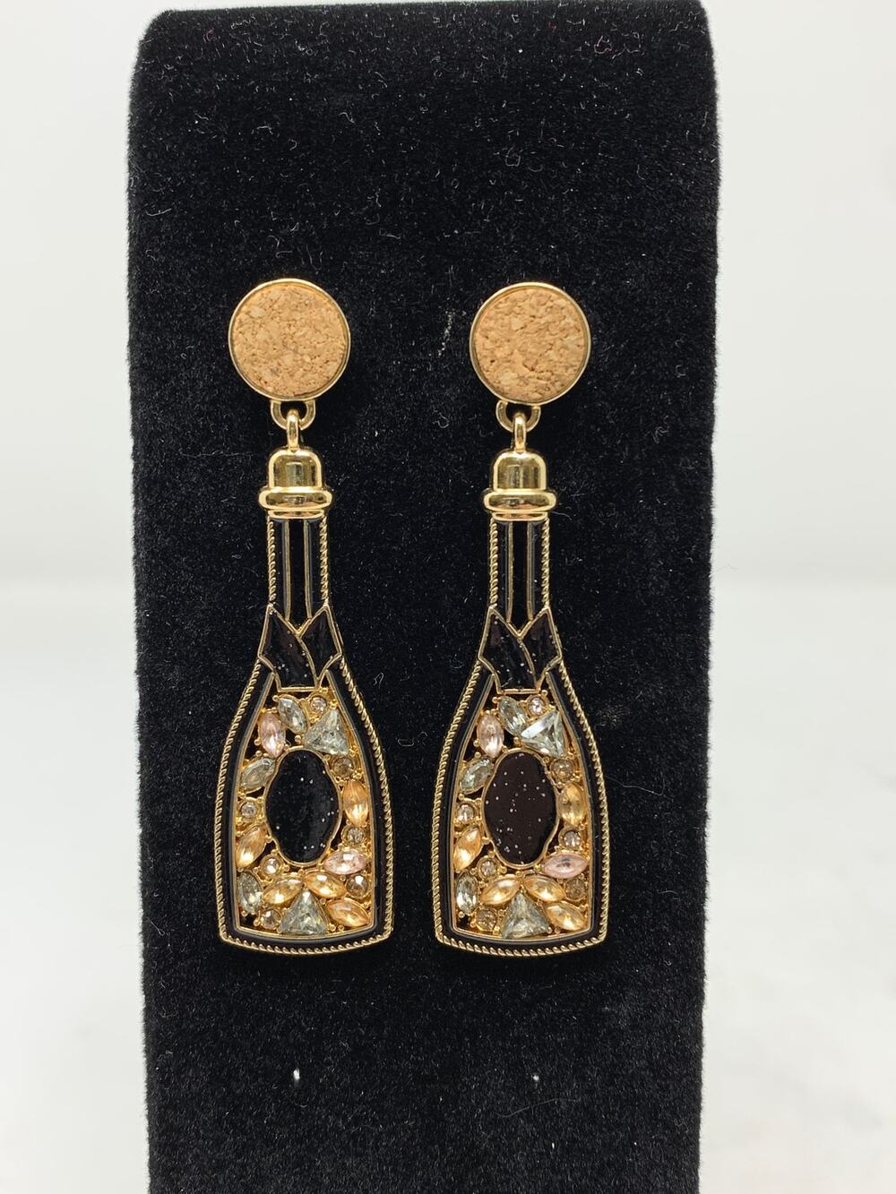 Sugarfix By Baublebar Champagne Bottle Earrings Black Gold Dangle Drop